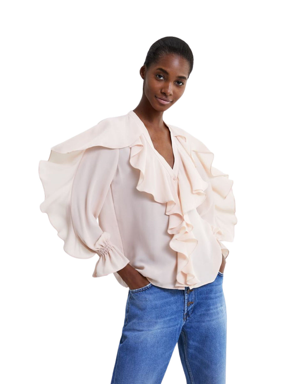 Blusa con olanes Zara