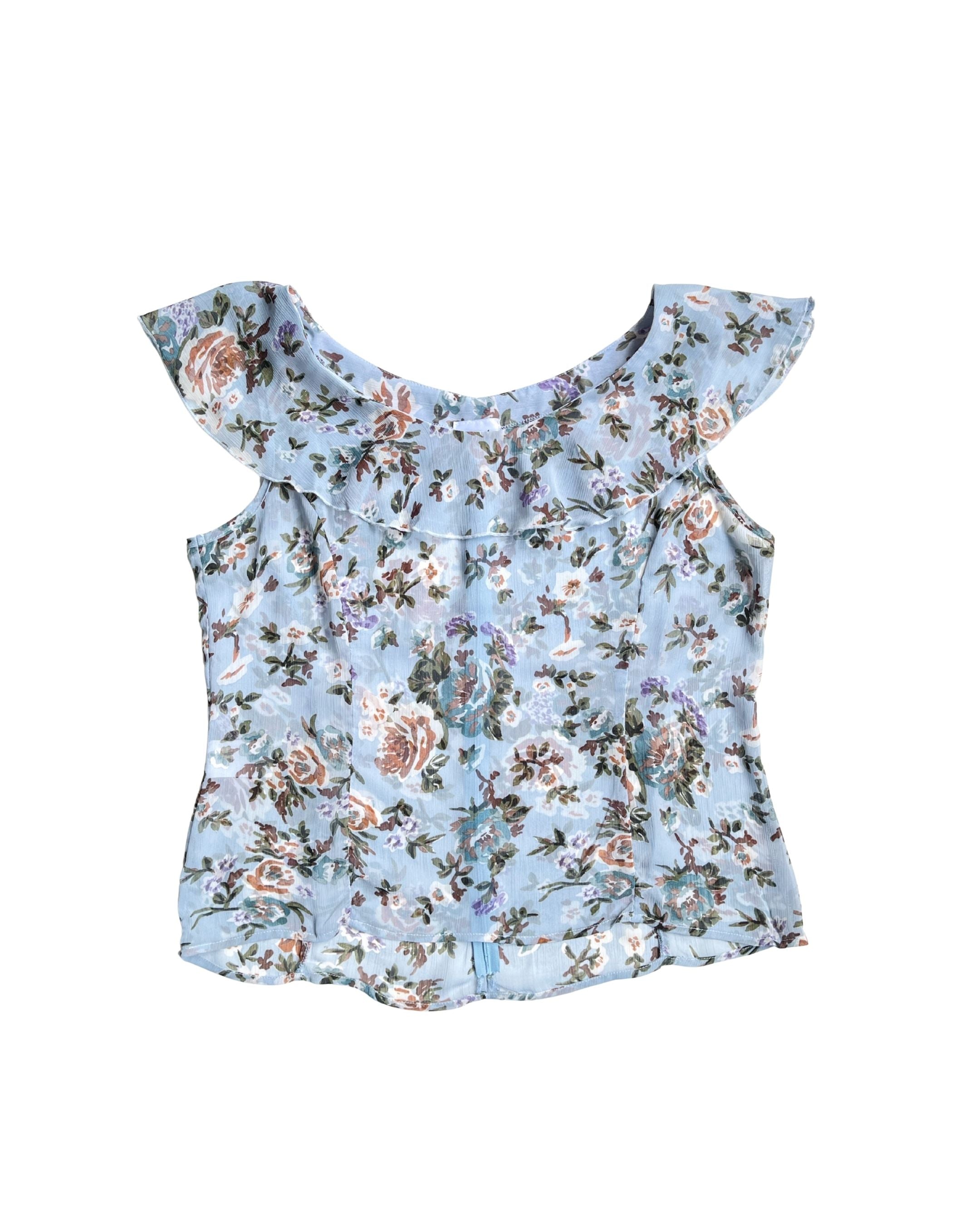 Blusa estampada con vuelo en el cuello
