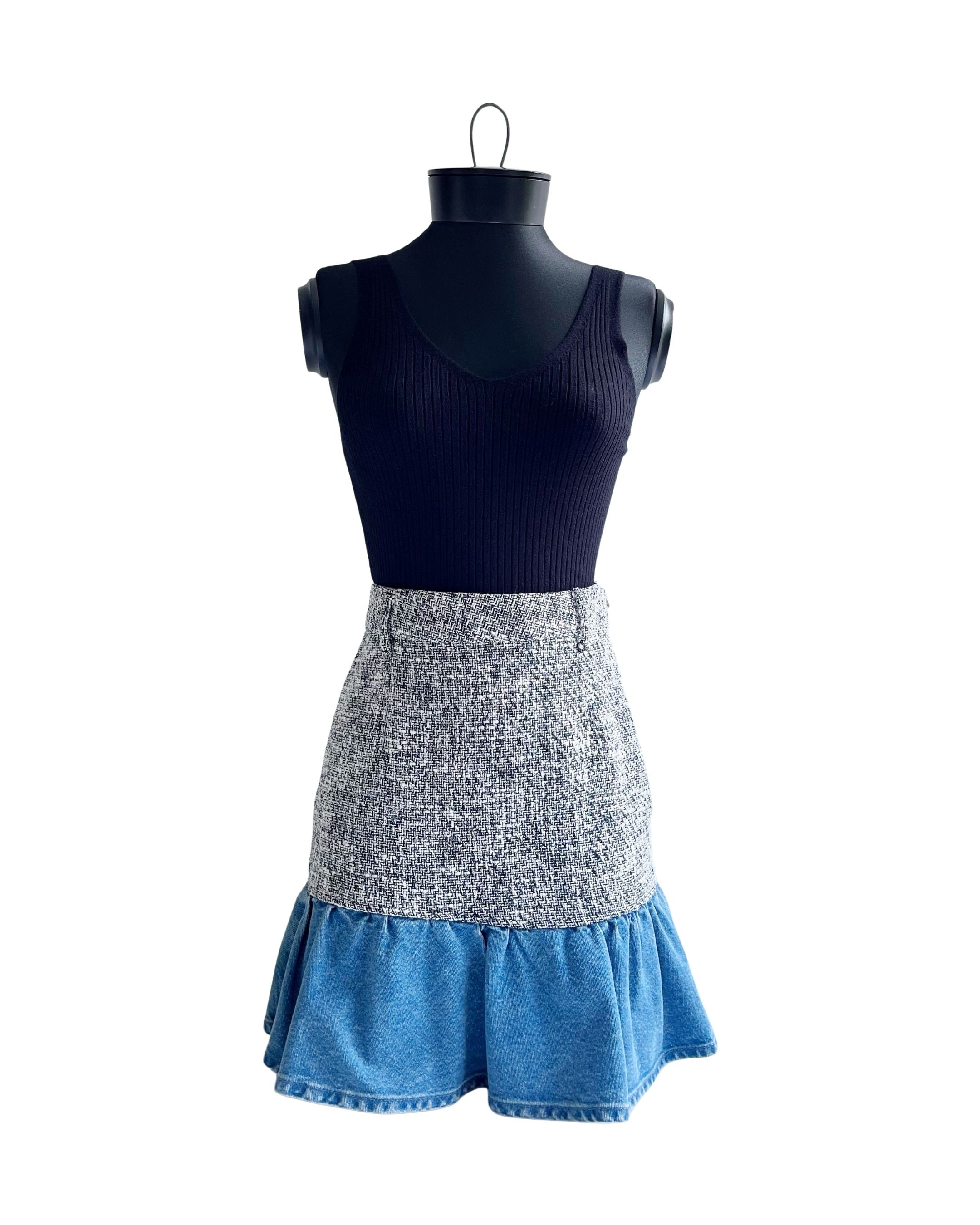 Falda de jean y tweed Zara