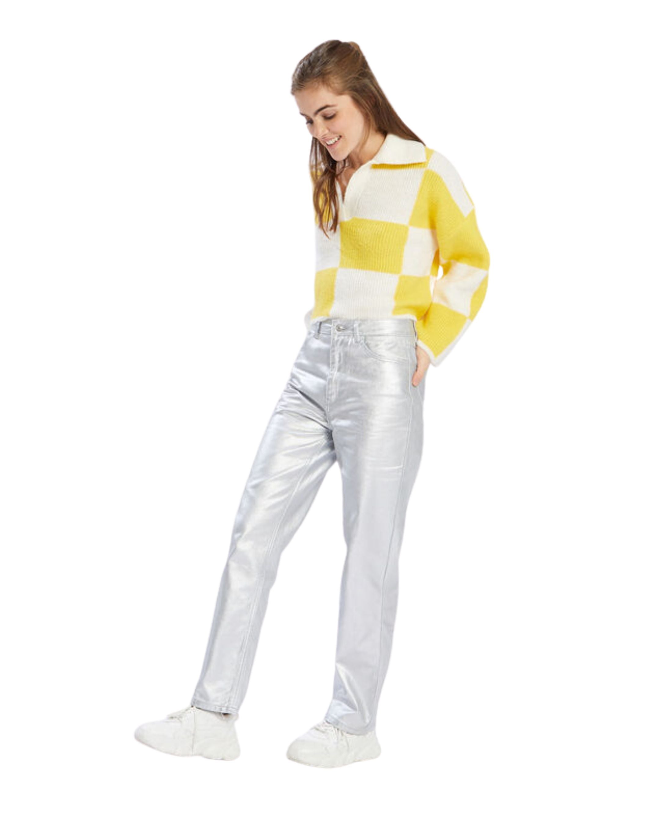 Pantalón metalizado Denim Pimkie