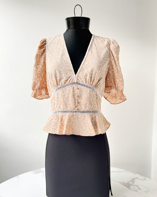 Top estampado con encaje Milk & Honey