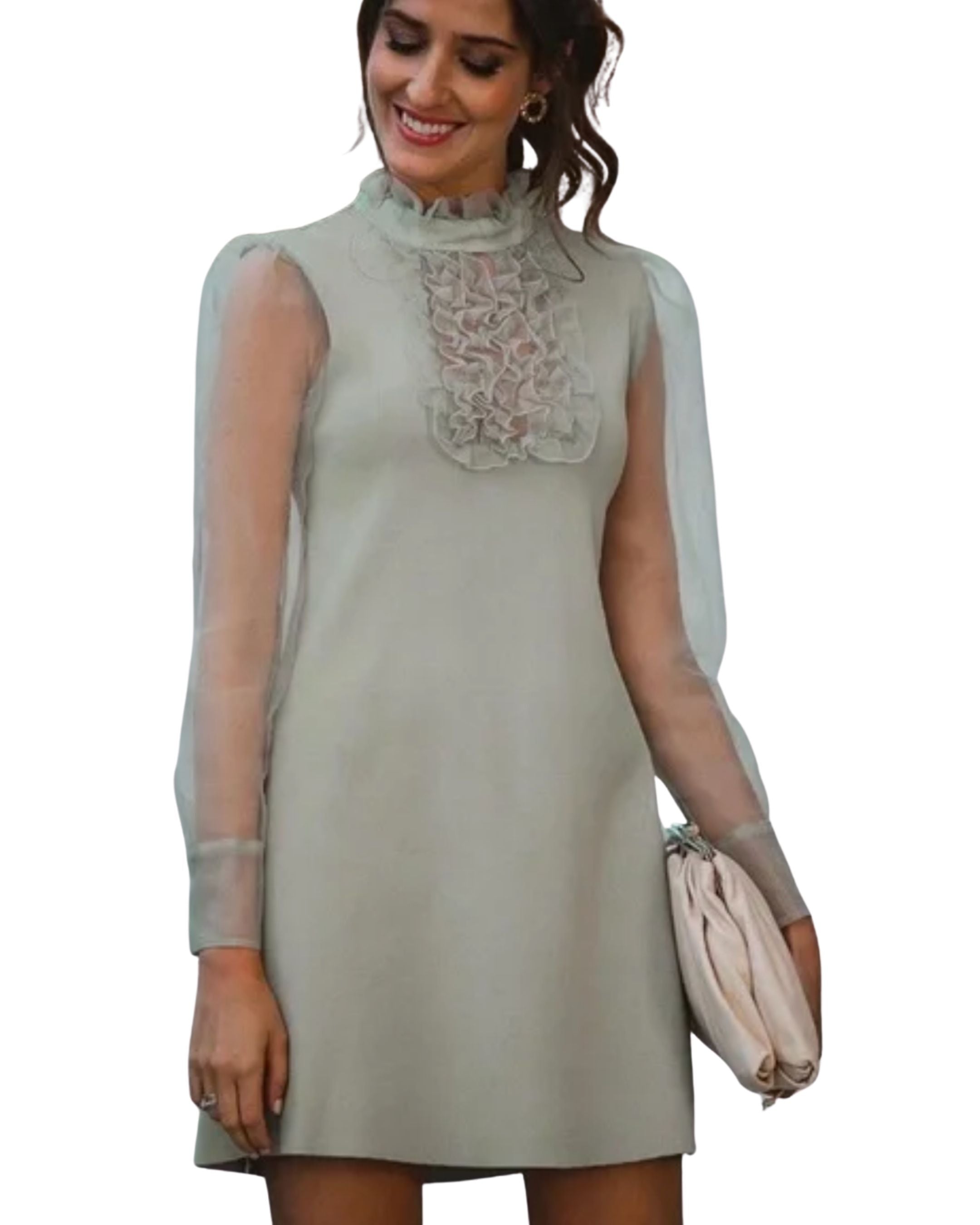 Vestido de punto y organza Zara