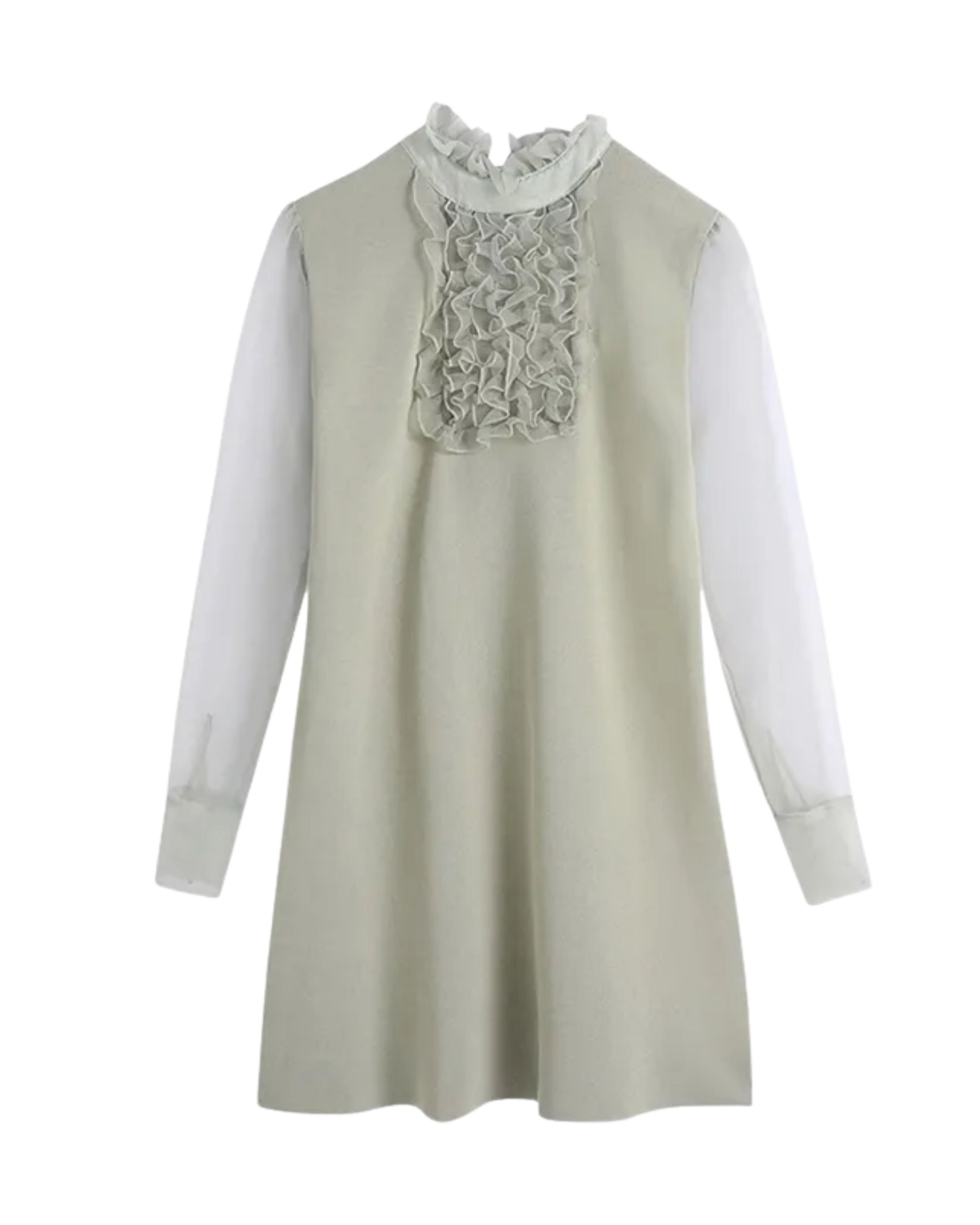 Vestido de punto y organza Zara
