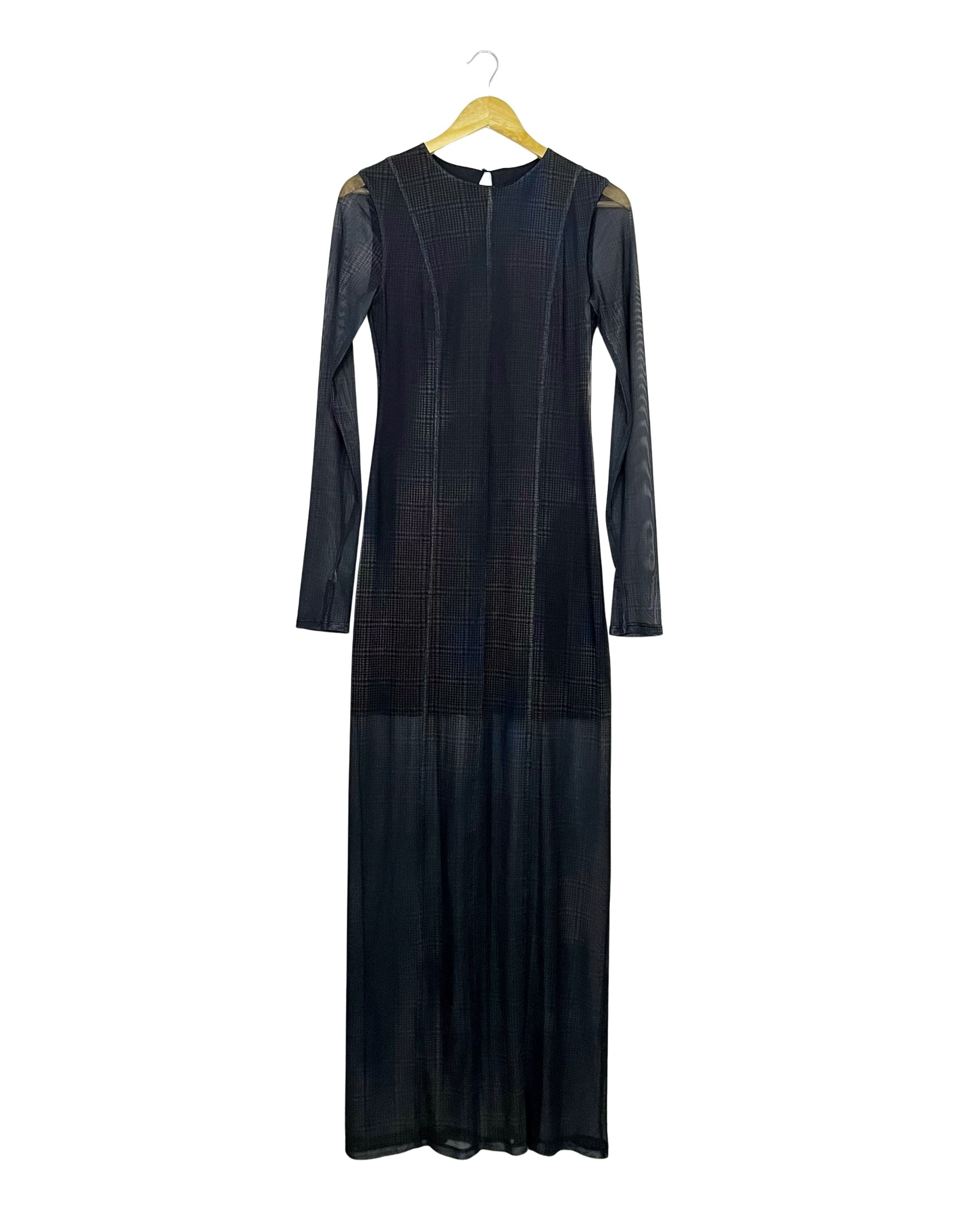 Maxi Dress mesh de cuadros Zara