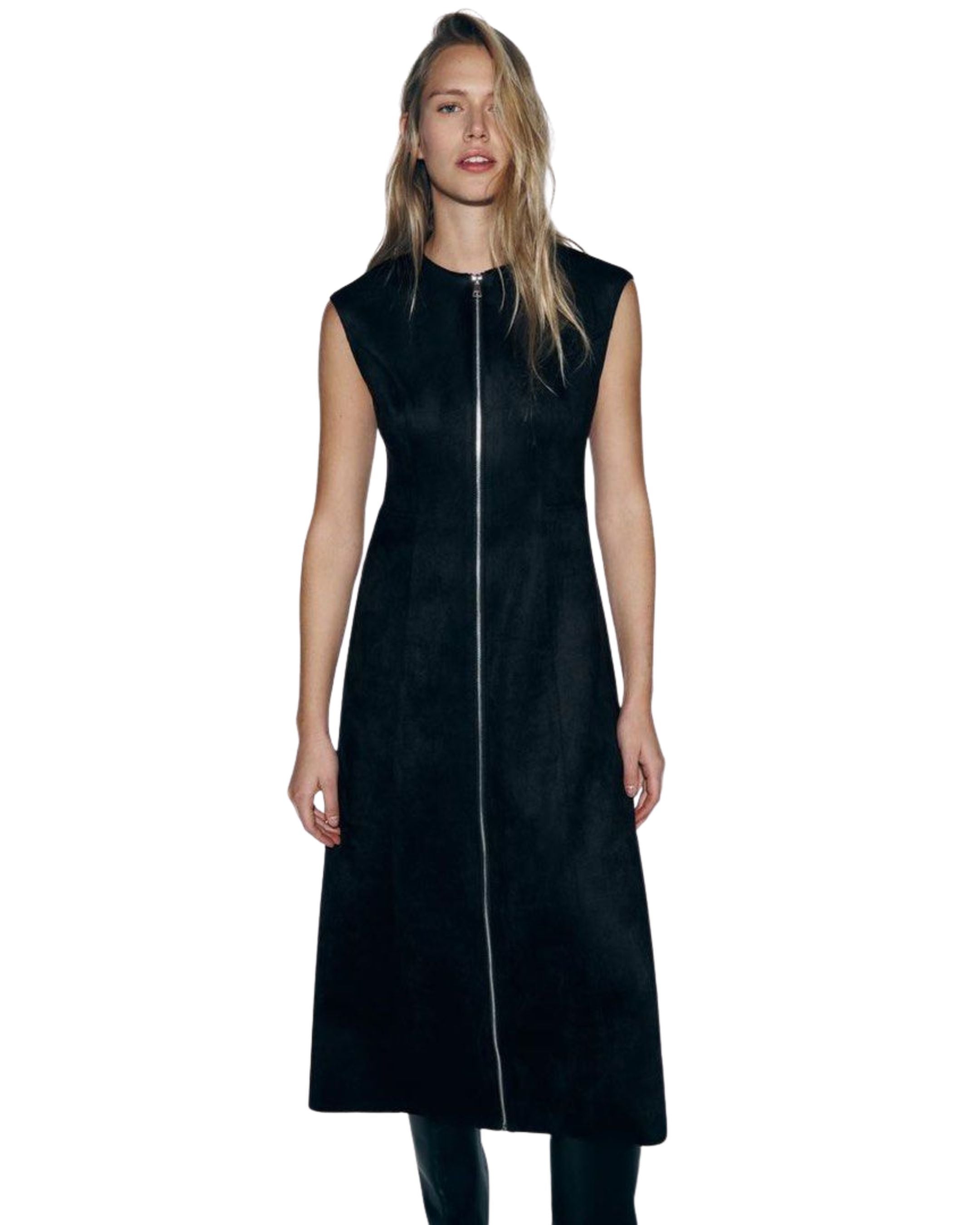 Vestido midi con cierre Zara